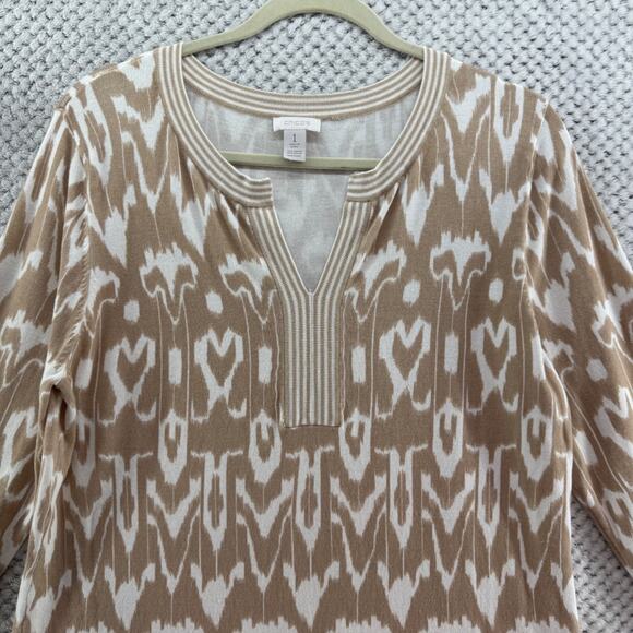 Chicos Sweater Womens 1 M/8 Brown Knit Tunic V-Neck Long Sleeve Soft Stretchy - Picture 3 of 12